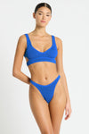 Crinkle supportive cut out bikini top, Nino Crop in Cobalt