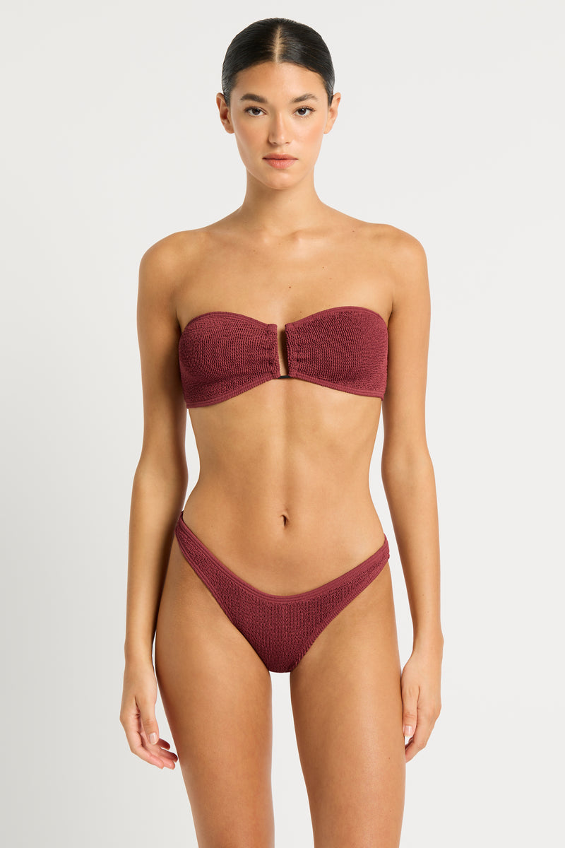 Tie Back Blake Bandeau in Carmine | bond-eye Australia